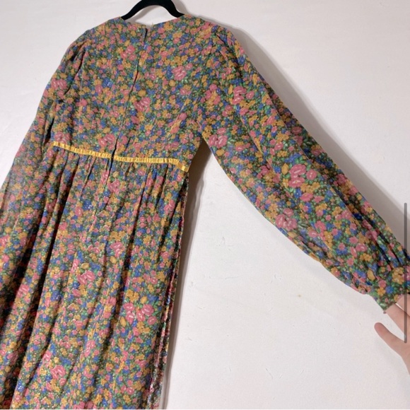 Vintage Handmade Floral Long Sleeve Prairie Style Modest Maxi Dress M - Picture 7 of 15